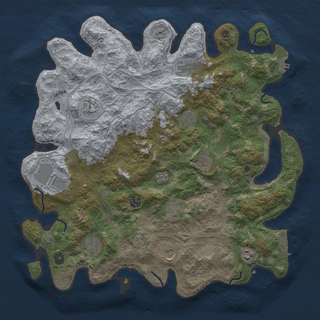 Rust Map: Procedural Map, Size: 4250, Seed: 1077779623, 19 Monuments