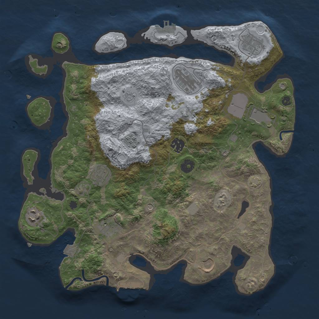 Rust Map: Procedural Map, Size: 3500, Seed: 2004, 17 Monuments