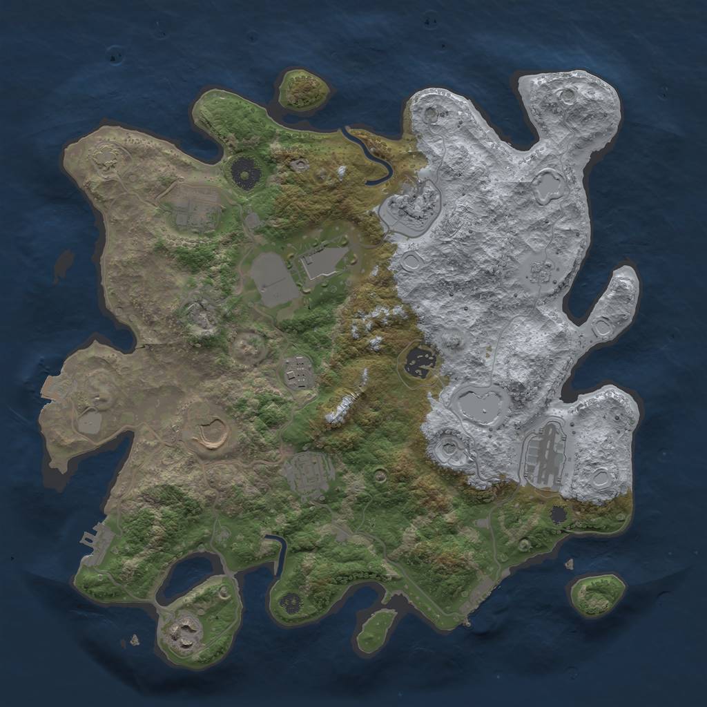 Rust Map: Procedural Map, Size: 3500, Seed: 1134116735, 17 Monuments