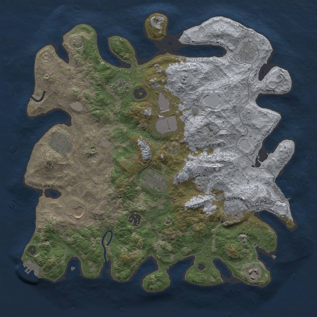 Rust Map: Procedural Map, Size: 3850, Seed: 6521590, 18 Monuments