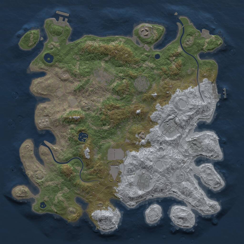 Rust Map: Procedural Map, Size: 3800, Seed: 183403333, 14 Monuments