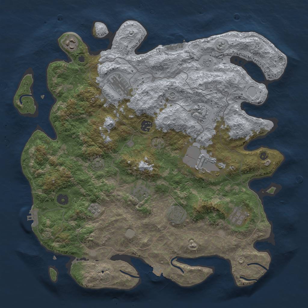 Rust Map: Procedural Map, Size: 4000, Seed: 1688, 17 Monuments