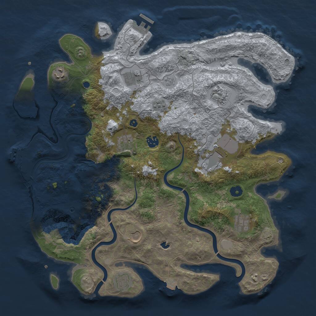 Rust Map: Procedural Map, Size: 4000, Seed: 1688, 16 Monuments