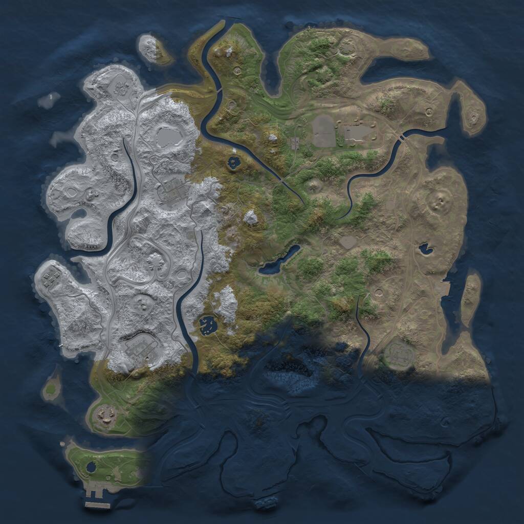 Rust Map: Procedural Map, Size: 4250, Seed: 835299110, 13 Monuments