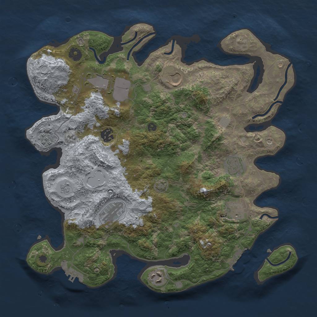 Rust Map: Procedural Map, Size: 3600, Seed: 1962811068, 16 Monuments