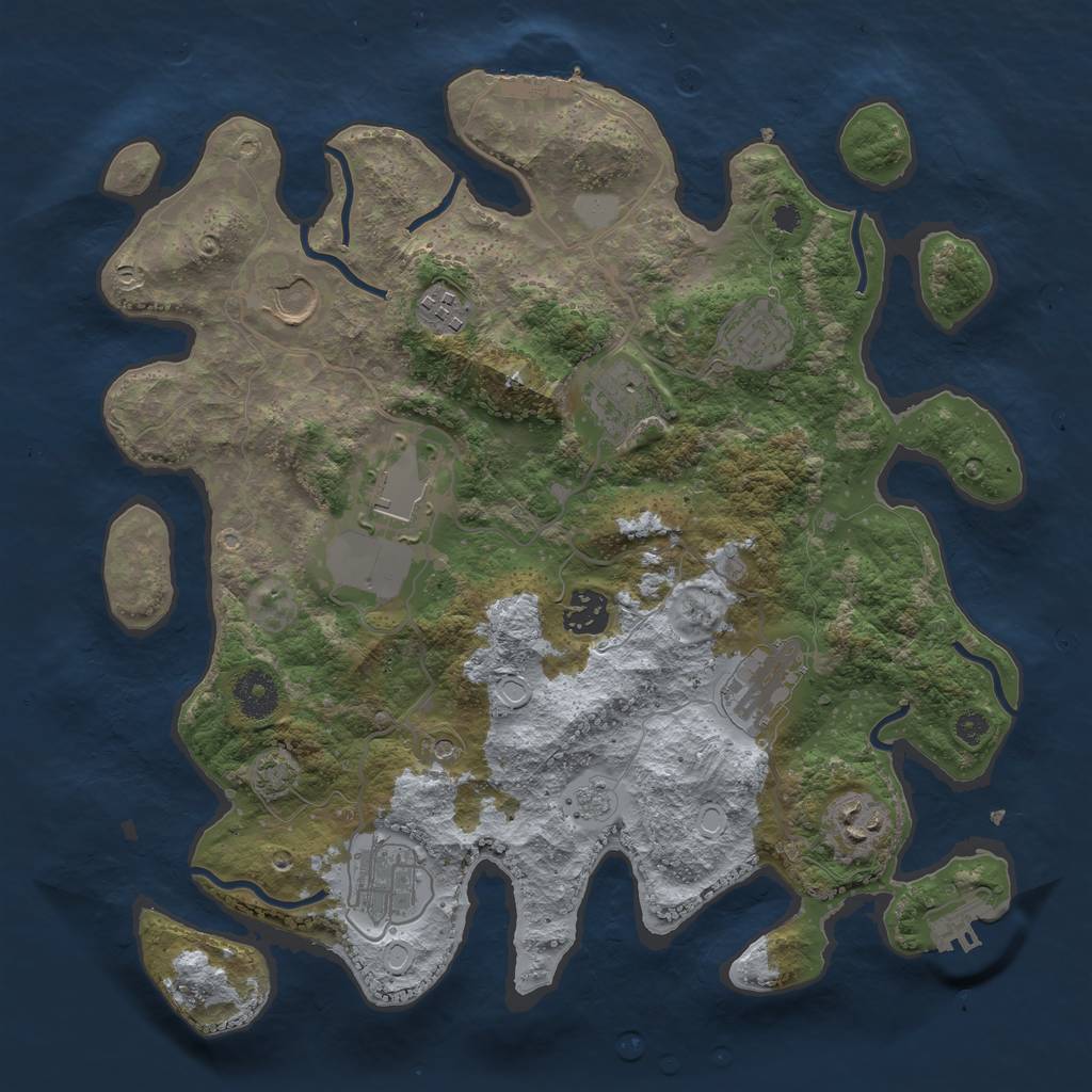 Rust Map: Procedural Map, Size: 3500, Seed: 545454047, 17 Monuments