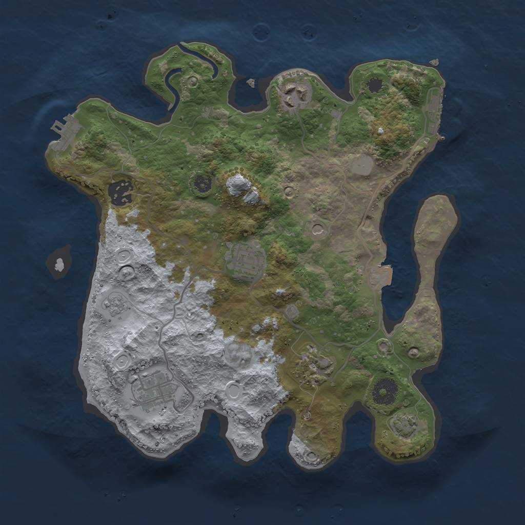Rust Map: Procedural Map, Size: 3000, Seed: 12631, 13 Monuments