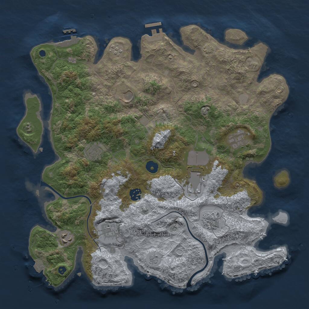 Rust Map: Procedural Map, Size: 3800, Seed: 850721, 15 Monuments
