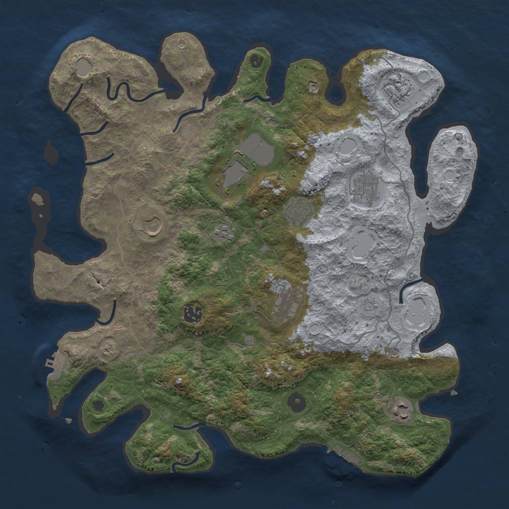 Rust Map: Procedural Map, Size: 4000, Seed: 990230, 16 Monuments