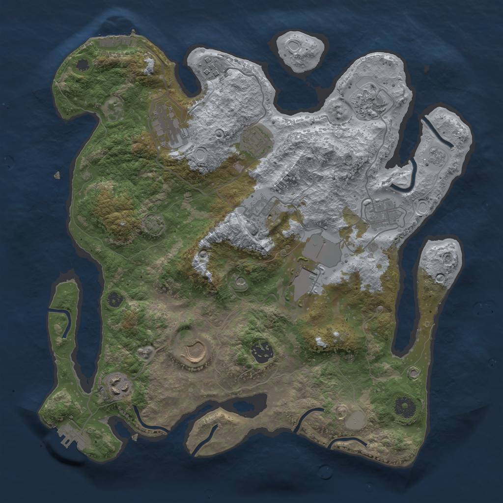 Rust Map: Procedural Map, Size: 3550, Seed: 901108, 18 Monuments