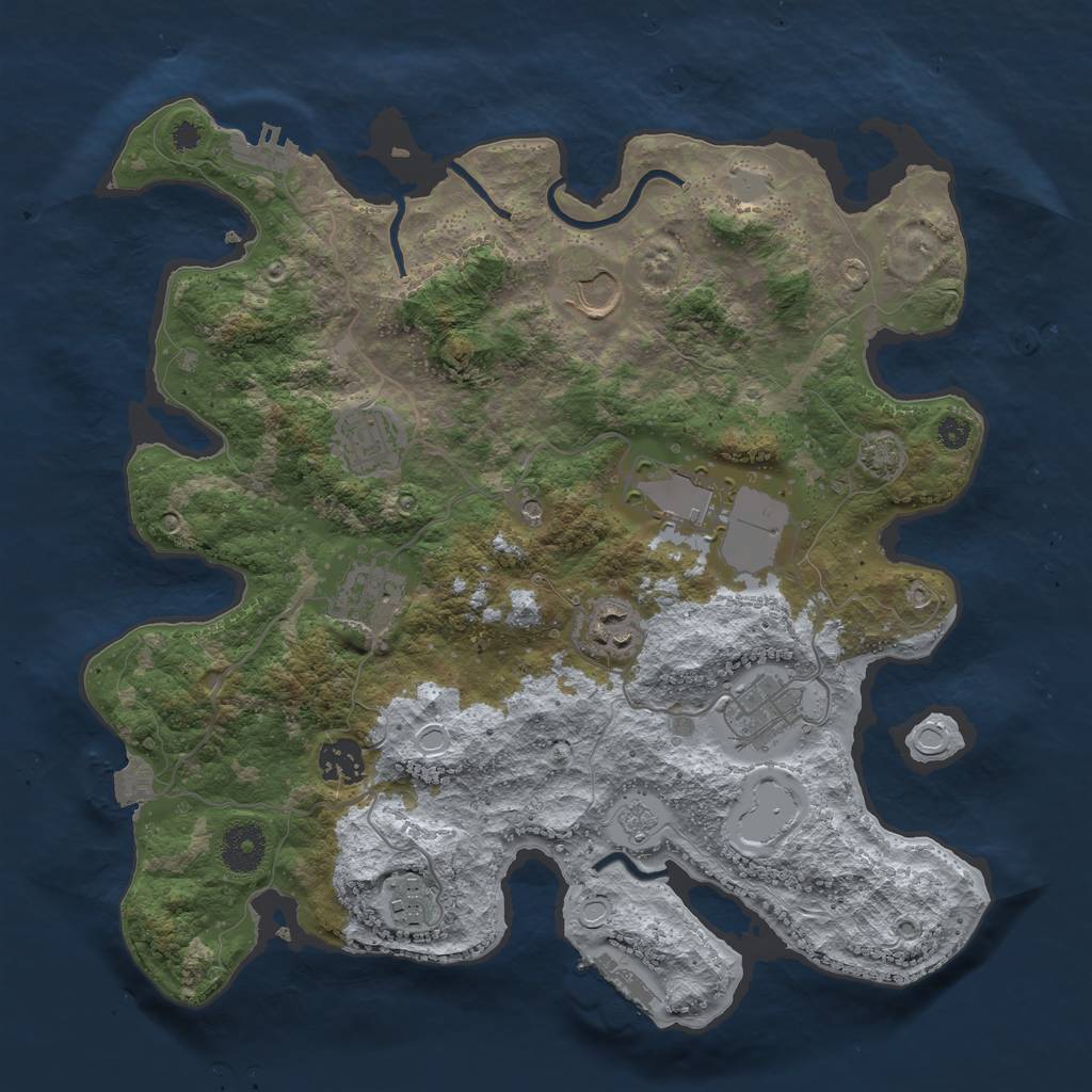 Rust Map: Procedural Map, Size: 3500, Seed: 1292167457, 16 Monuments