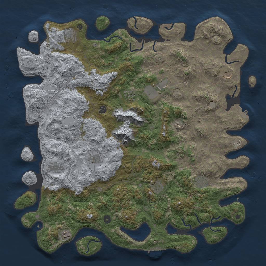 Rust Map: Procedural Map, Size: 5000, Seed: 712003050, 19 Monuments