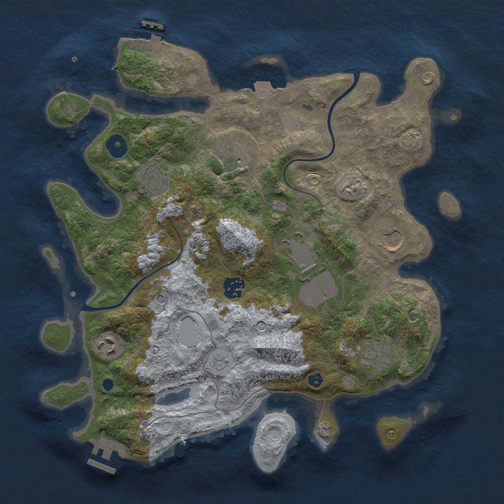 Rust Map: Procedural Map, Size: 3500, Seed: 1047497051, 13 Monuments