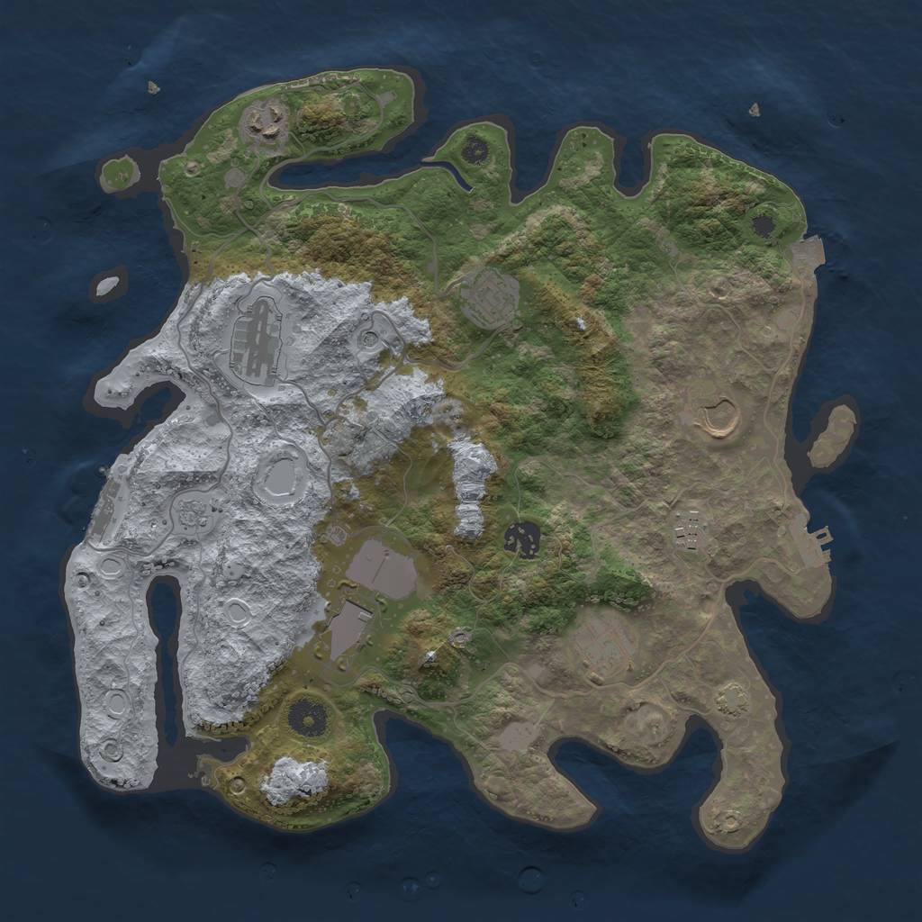 Rust Map: Procedural Map, Size: 3600, Seed: 1893468445, 16 Monuments