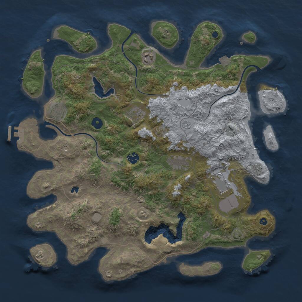 Rust Map: Procedural Map, Size: 4050, Seed: 1424311185, 12 Monuments