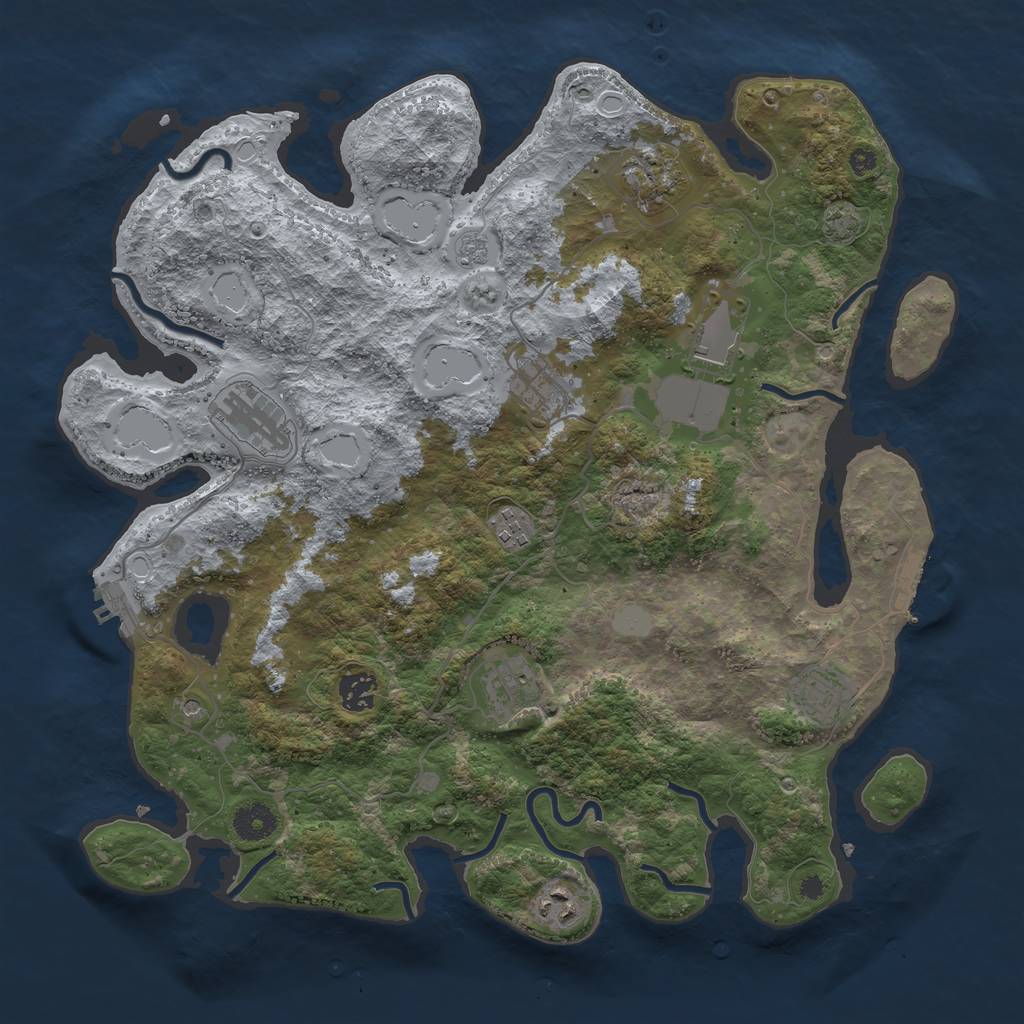 Rust Map: Procedural Map, Size: 3850, Seed: 383737863, 17 Monuments