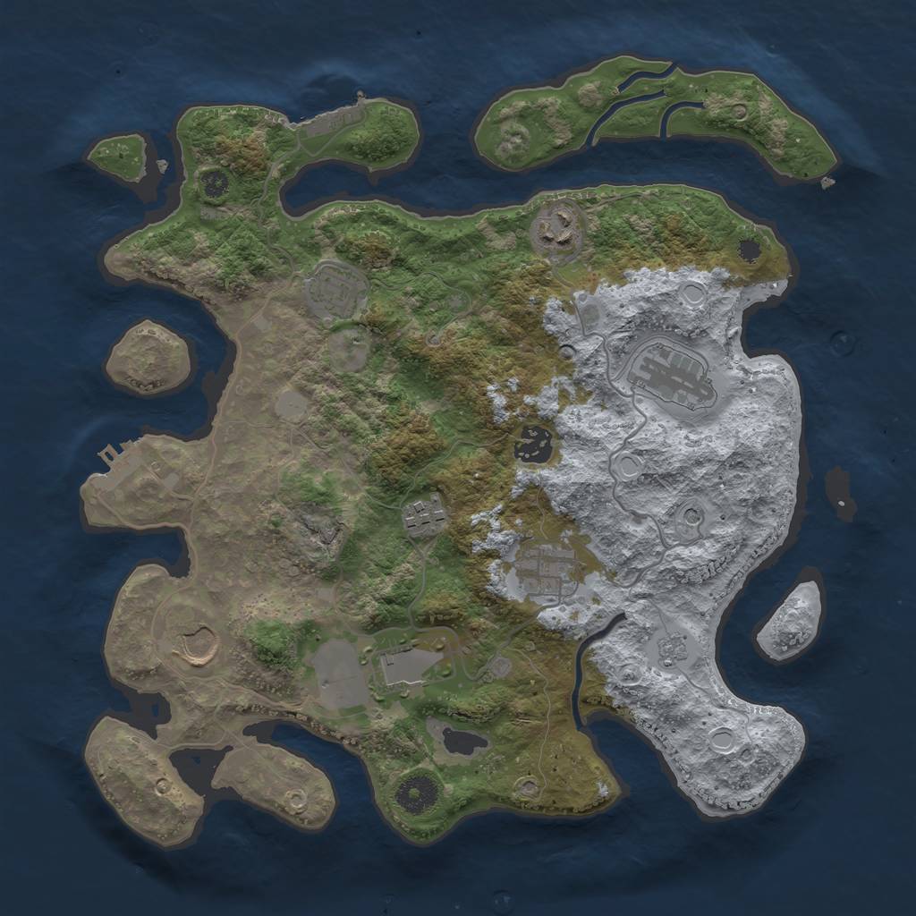 Rust Map: Procedural Map, Size: 3500, Seed: 124956487, 15 Monuments