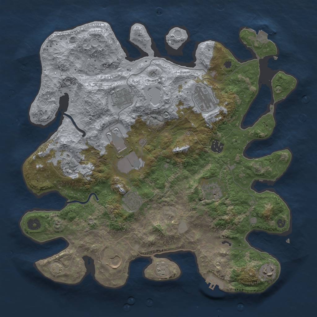 Rust Map: Procedural Map, Size: 3700, Seed: 6200, 17 Monuments