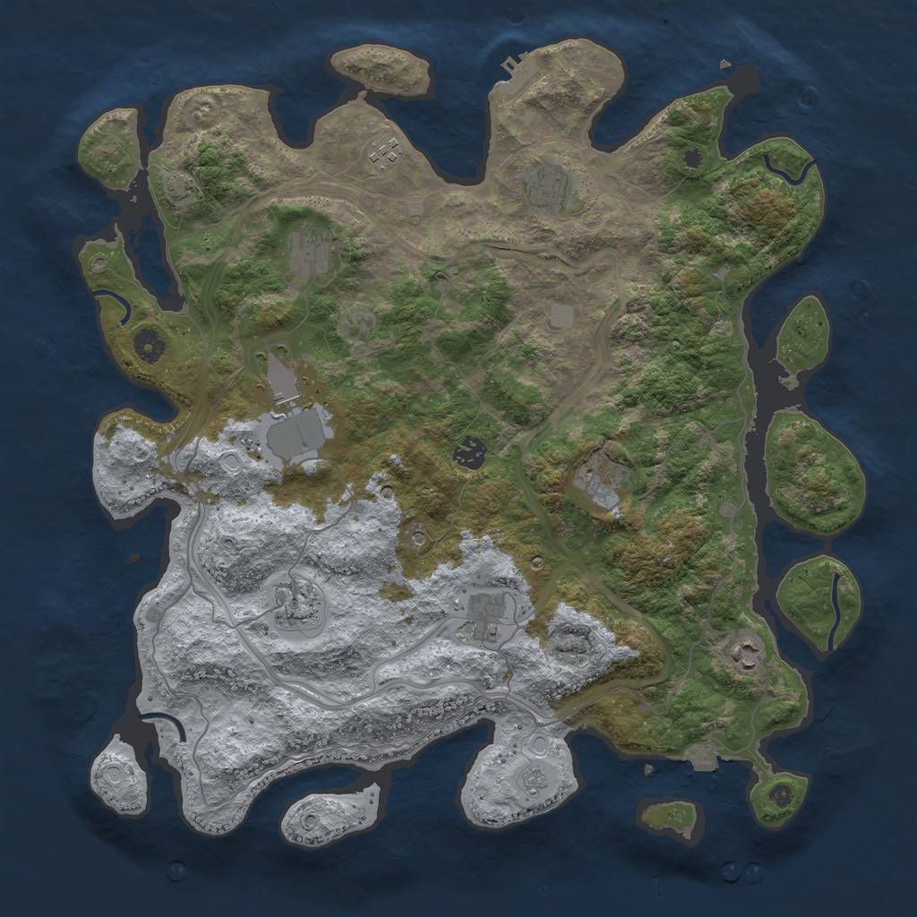 Rust Map: Procedural Map, Size: 4259, Seed: 918362418, 16 Monuments
