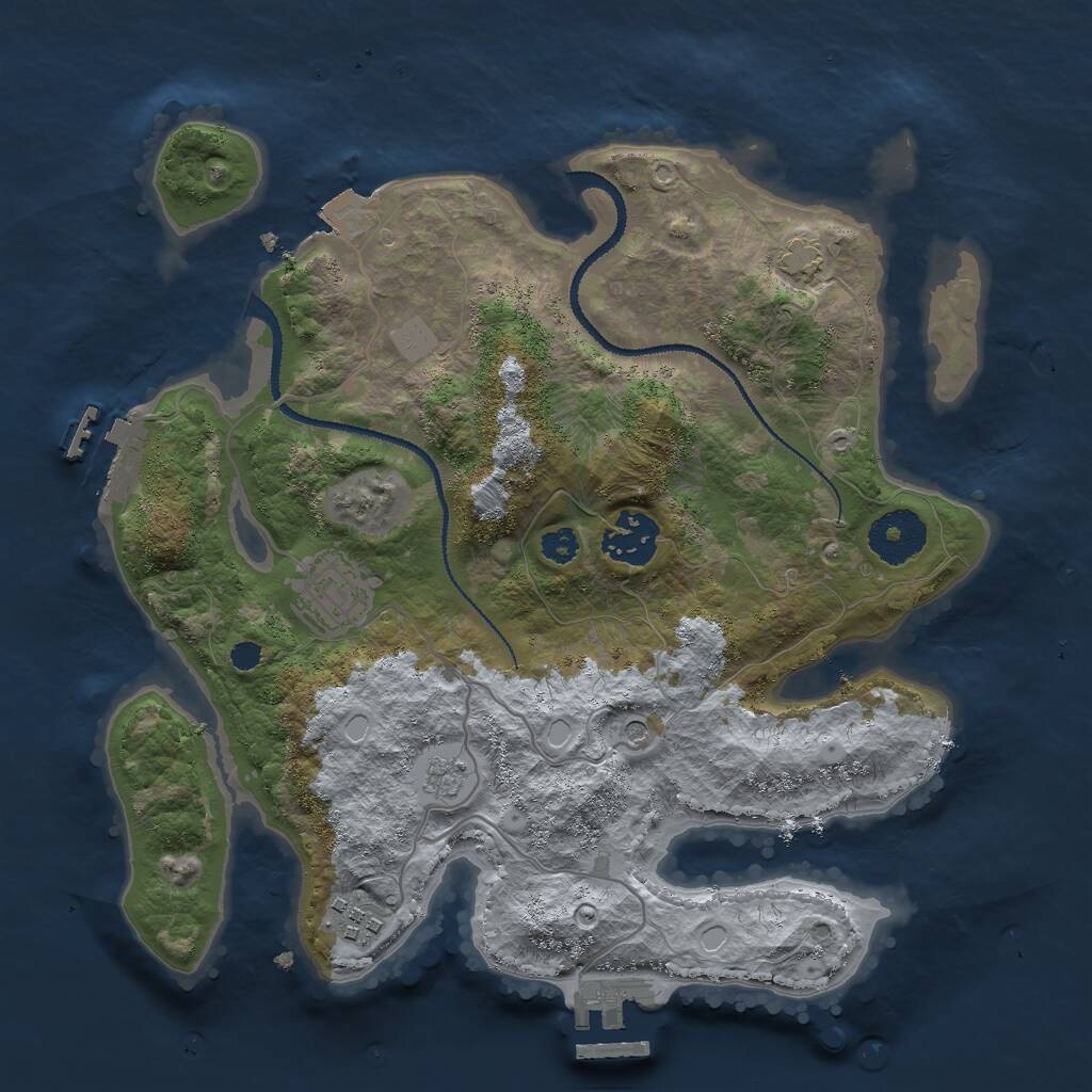 Rust Map: Procedural Map, Size: 3000, Seed: 992108616, 9 Monuments