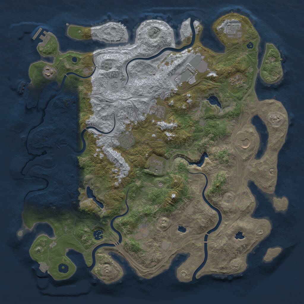 Rust Map: Procedural Map, Size: 4500, Seed: 680961721, 17 Monuments