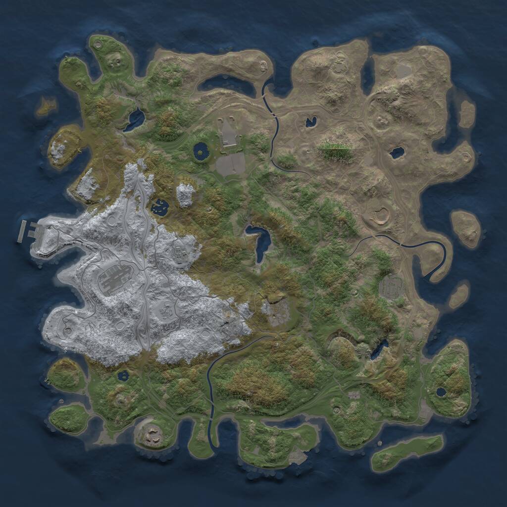 Rust Map: Procedural Map, Size: 4500, Seed: 790588212, 13 Monuments