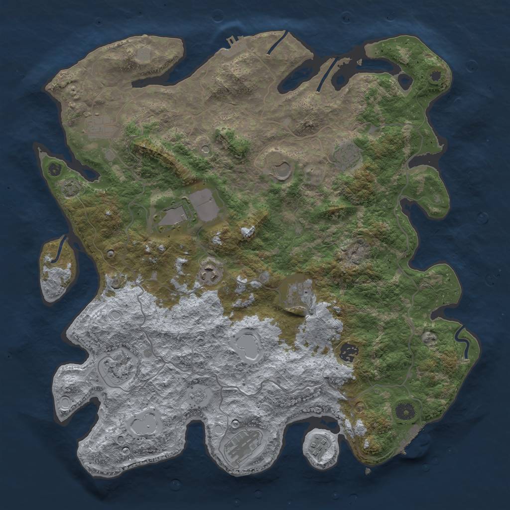 Rust Map: Procedural Map, Size: 4100, Seed: 48425, 18 Monuments