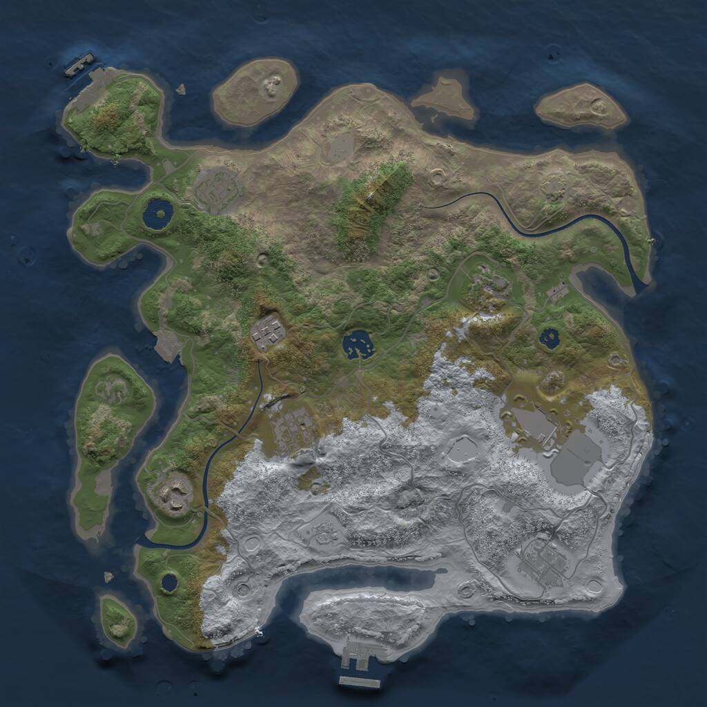 Rust Map: Procedural Map, Size: 3500, Seed: 211151043, 14 Monuments