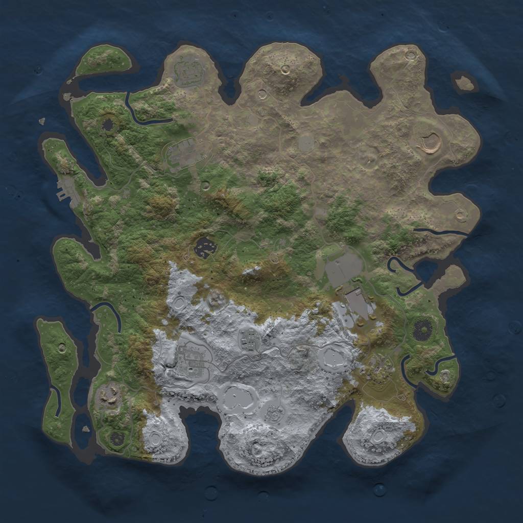 Rust Map: Procedural Map, Size: 3750, Seed: 43, 15 Monuments