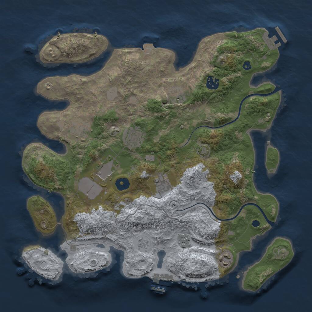Rust Map: Procedural Map, Size: 3500, Seed: 1813191989, 14 Monuments