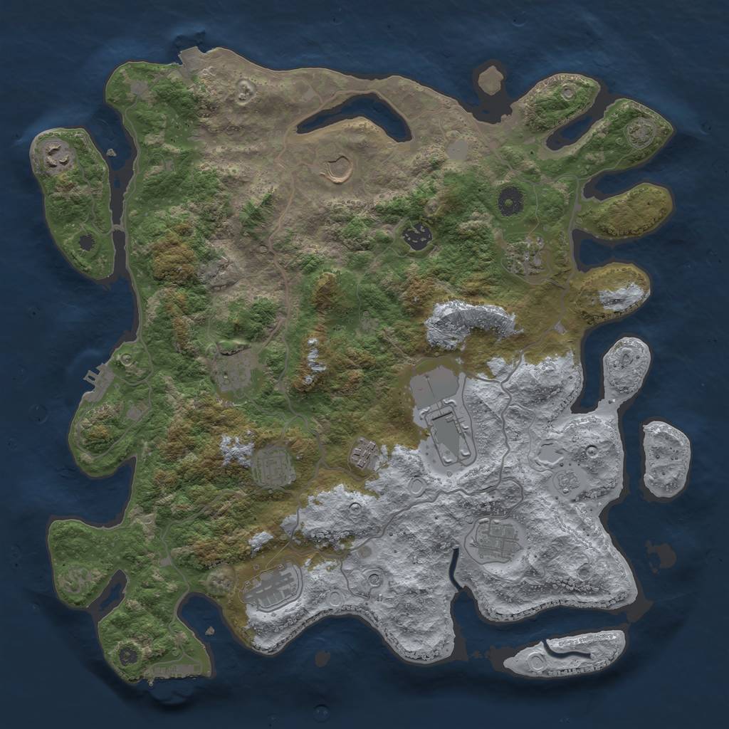 Rust Map: Procedural Map, Size: 4000, Seed: 719531724, 18 Monuments