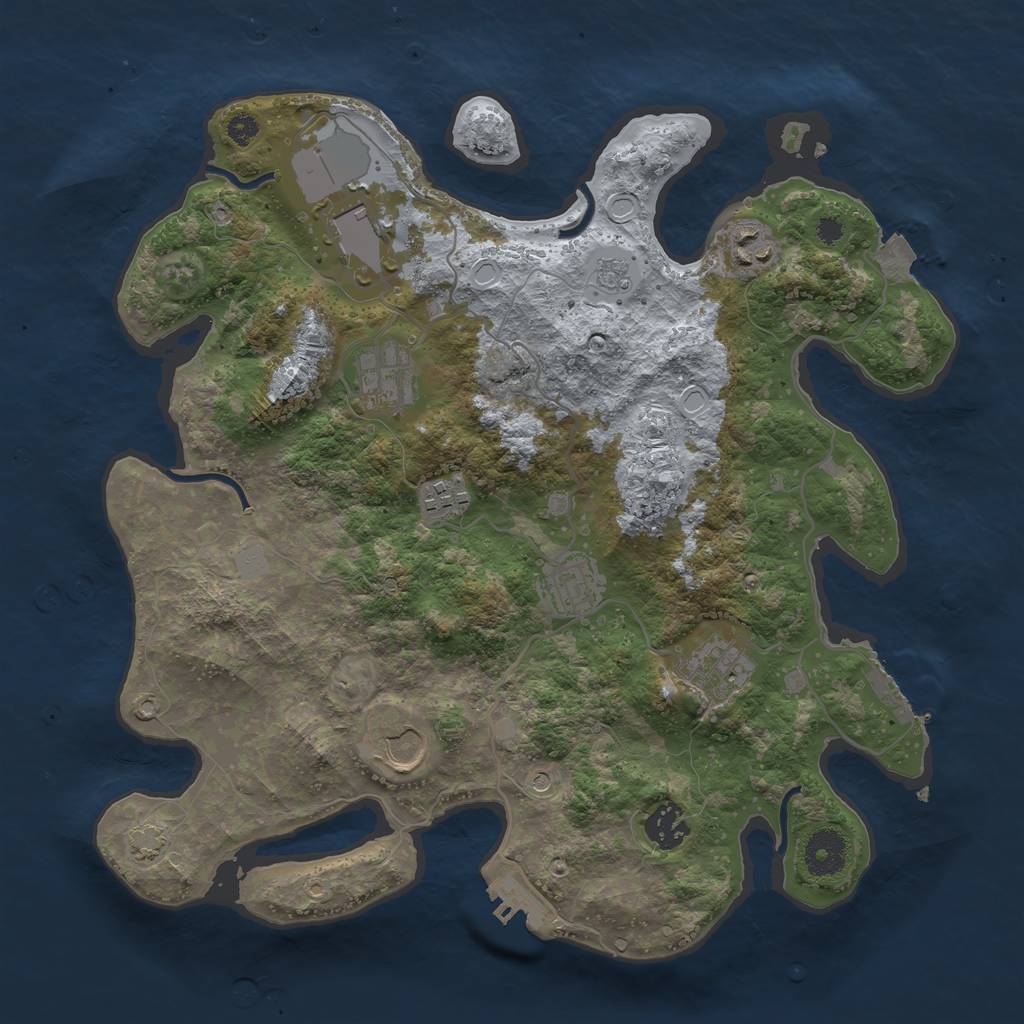 Rust Map: Procedural Map, Size: 3500, Seed: 236849382, 16 Monuments