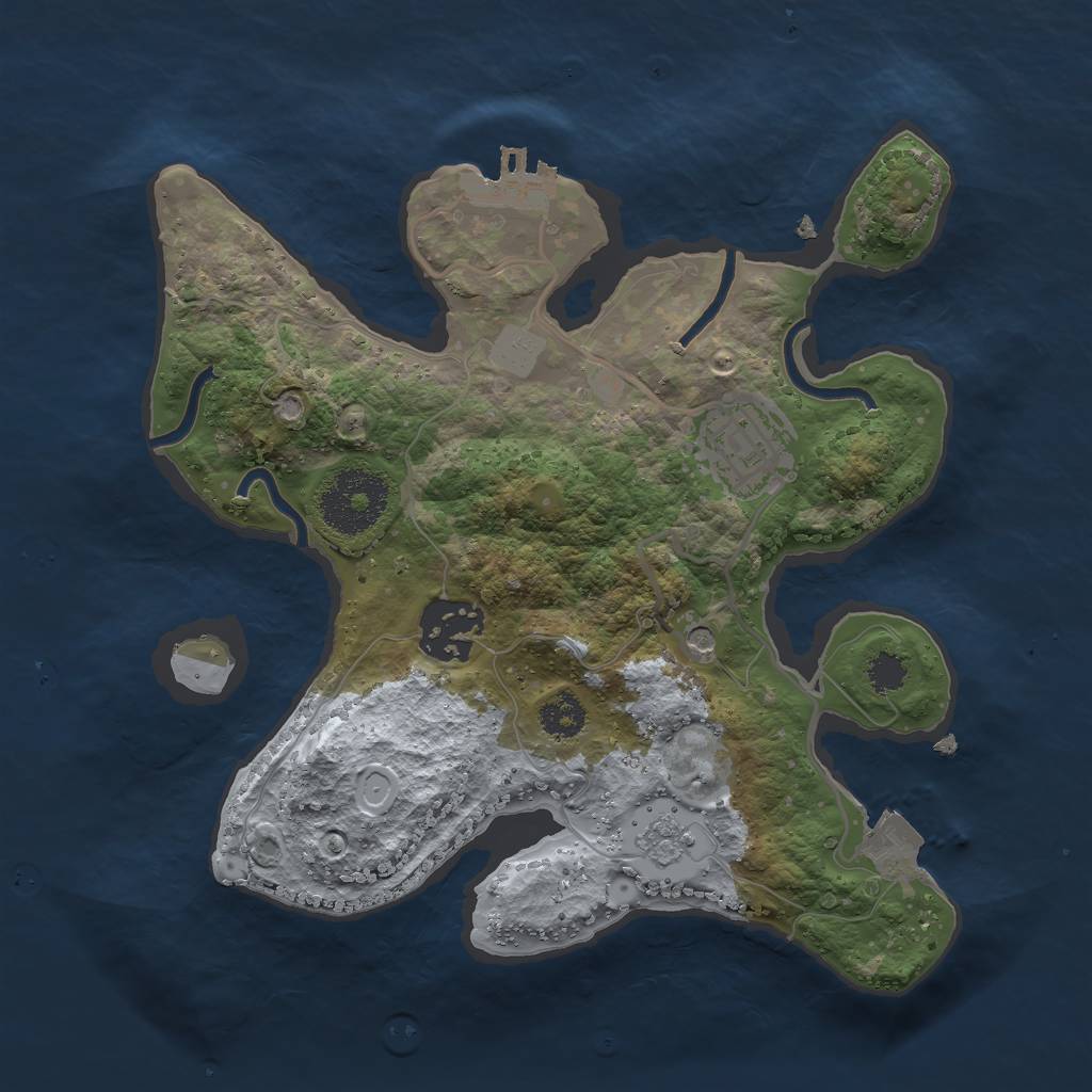 Rust Map: Procedural Map, Size: 2500, Seed: 851157053, 8 Monuments