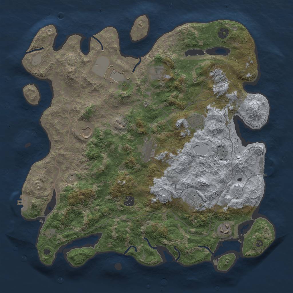 Rust Map: Procedural Map, Size: 4000, Seed: 136033304, 18 Monuments