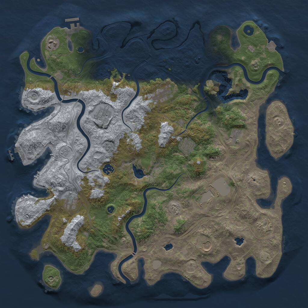 Rust Map: Procedural Map, Size: 4500, Seed: 1235683951, 17 Monuments