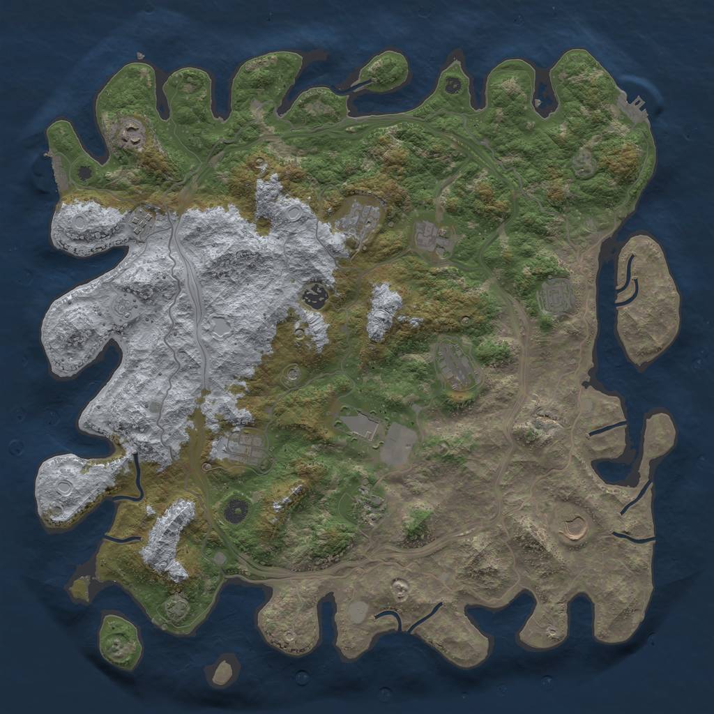Rust Map: Procedural Map, Size: 4500, Seed: 1235683951, 19 Monuments