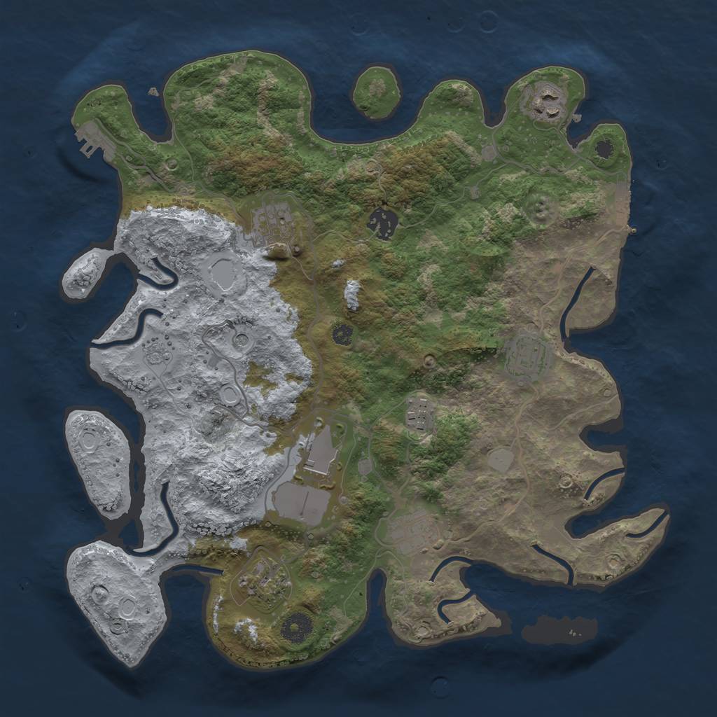 Rust Map: Procedural Map, Size: 3500, Seed: 45378, 15 Monuments