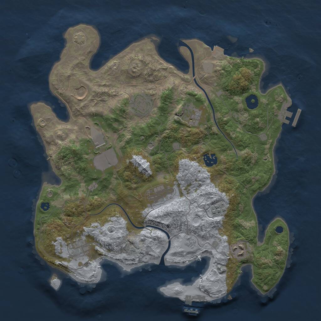 Rust Map: Procedural Map, Size: 3500, Seed: 851814134, 15 Monuments