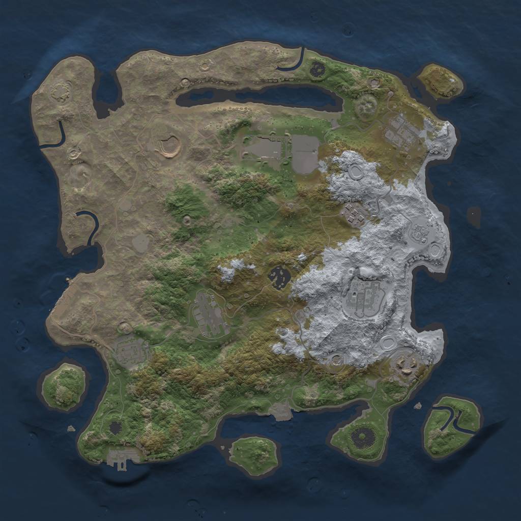 Rust Map: Procedural Map, Size: 3500, Seed: 1832727839, 17 Monuments