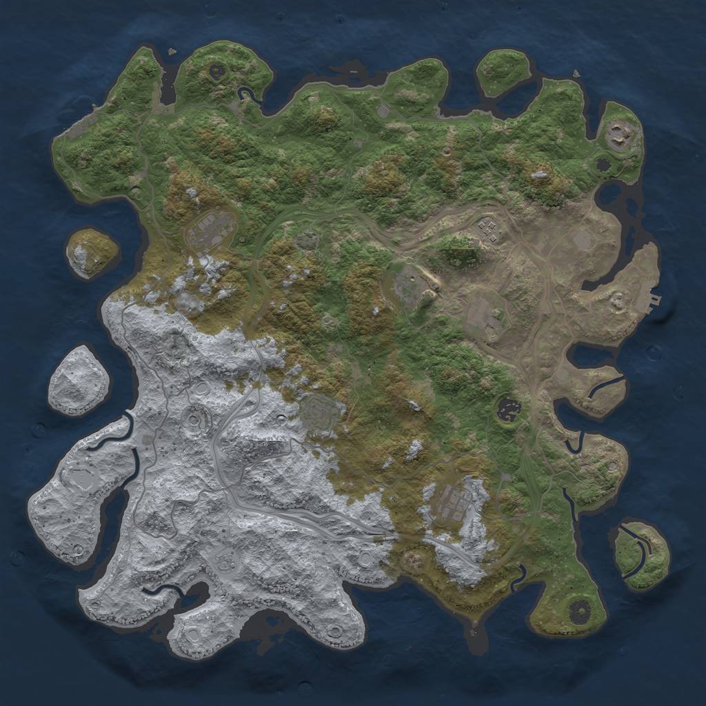 Rust Map: Procedural Map, Size: 4500, Seed: 1979883478, 16 Monuments