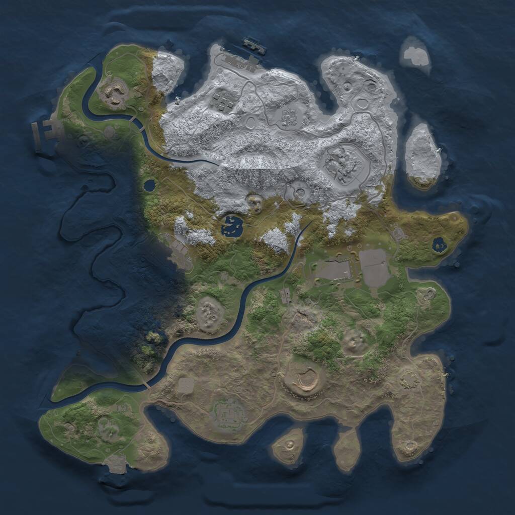 Rust Map: Procedural Map, Size: 3500, Seed: 807842613, 14 Monuments