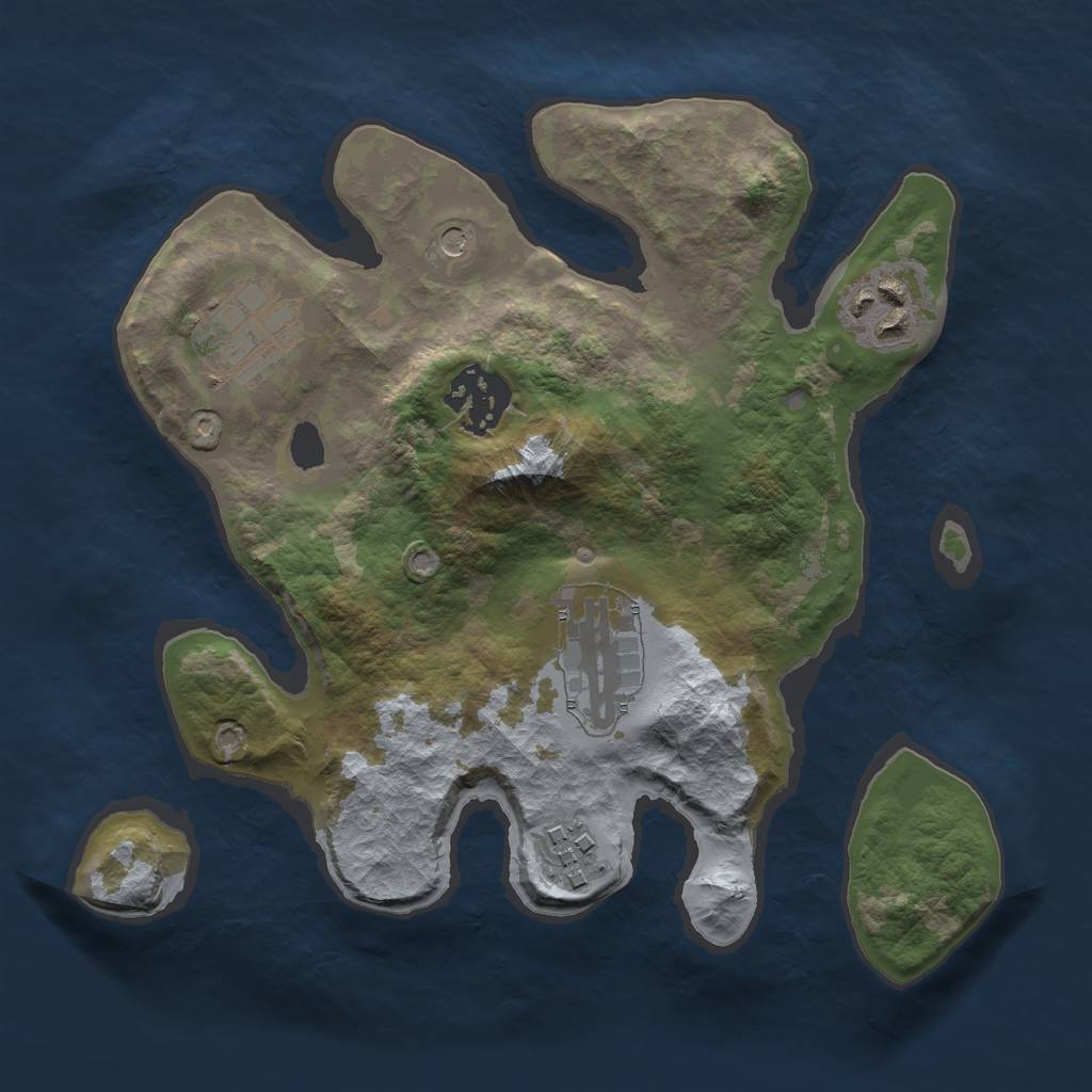 Rust Map: Barren, Size: 2500, Seed: 900720256, 8 Monuments