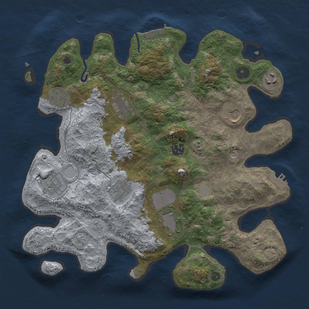 Rust Map: Procedural Map, Size: 3500, Seed: 233164543, 16 Monuments
