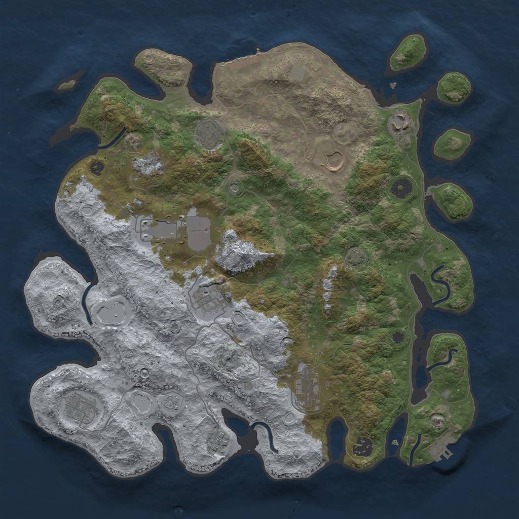 Rust Map: Procedural Map, Size: 3900, Seed: 128929, 18 Monuments