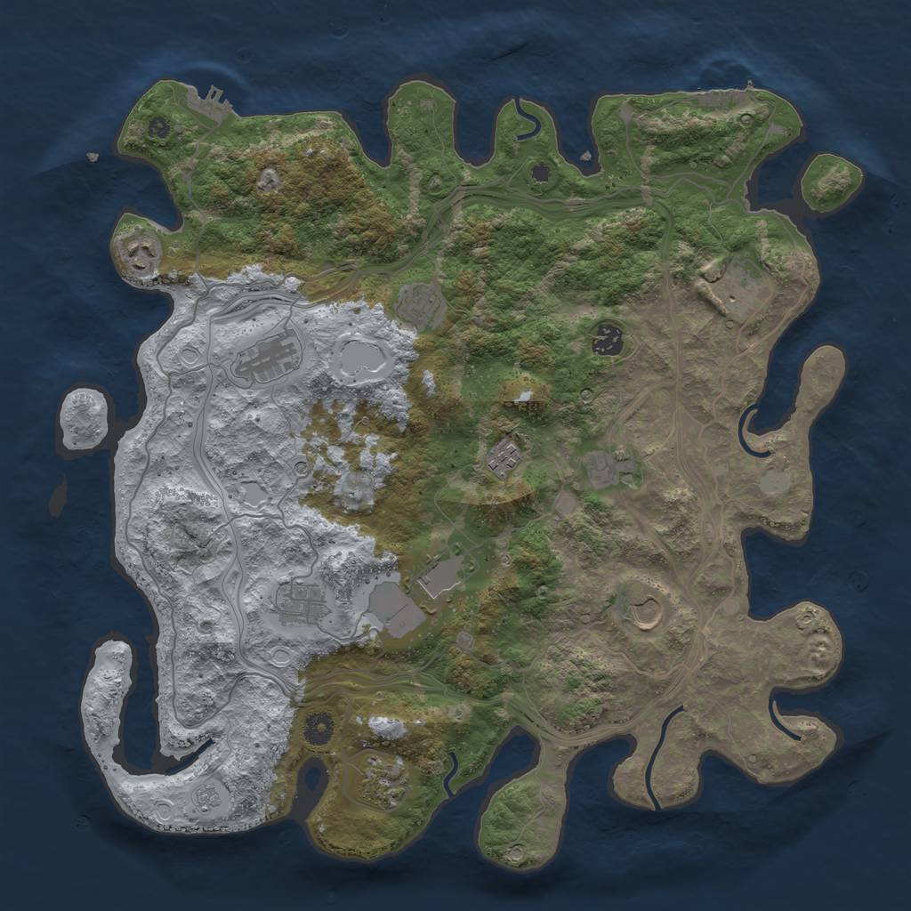 Rust Map: Procedural Map, Size: 4250, Seed: 40328525, 18 Monuments