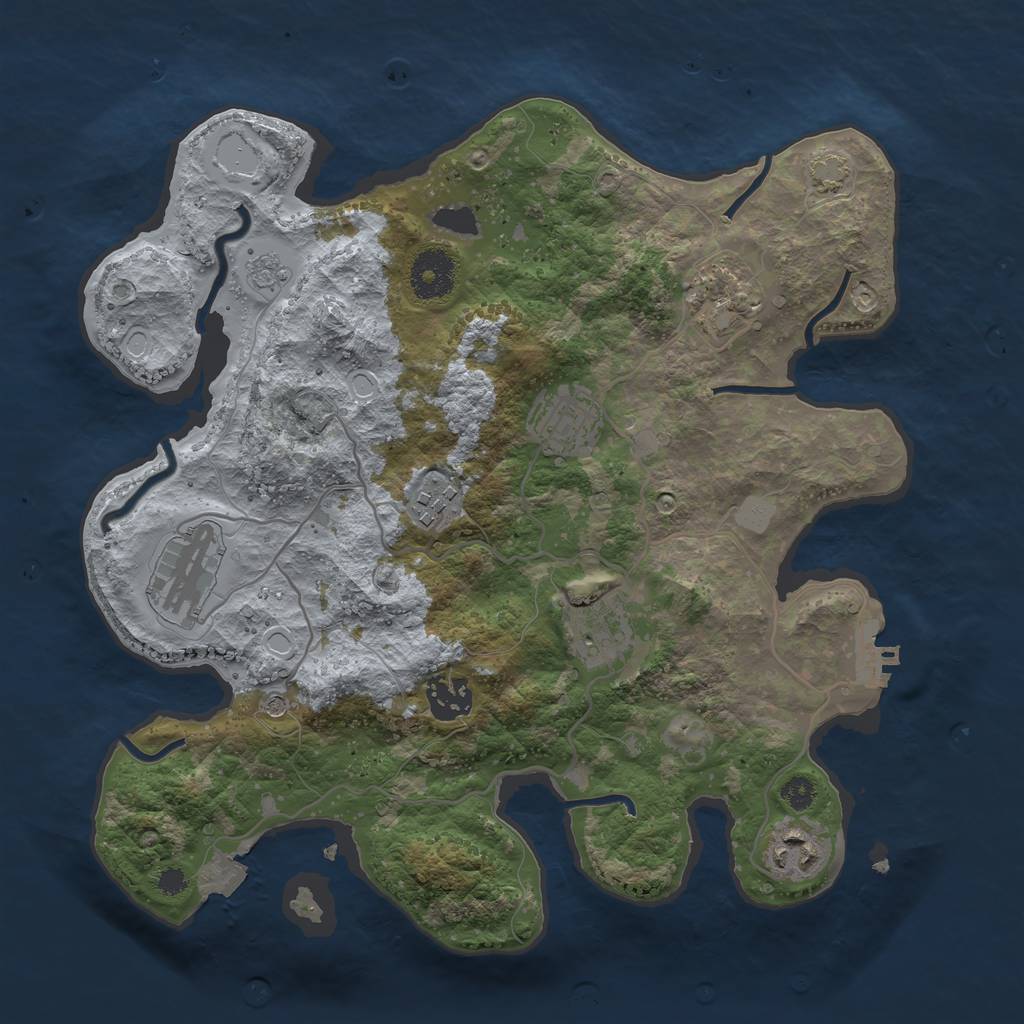 Rust Map: Procedural Map, Size: 3250, Seed: 1155767271, 14 Monuments