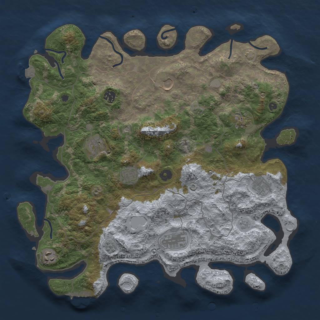 Rust Map: Procedural Map, Size: 4000, Seed: 905495233, 16 Monuments