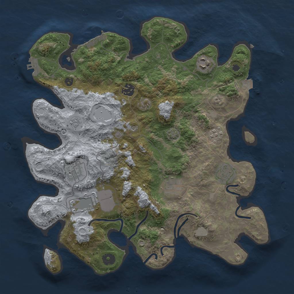 Rust Map: Procedural Map, Size: 3500, Seed: 827932644, 15 Monuments
