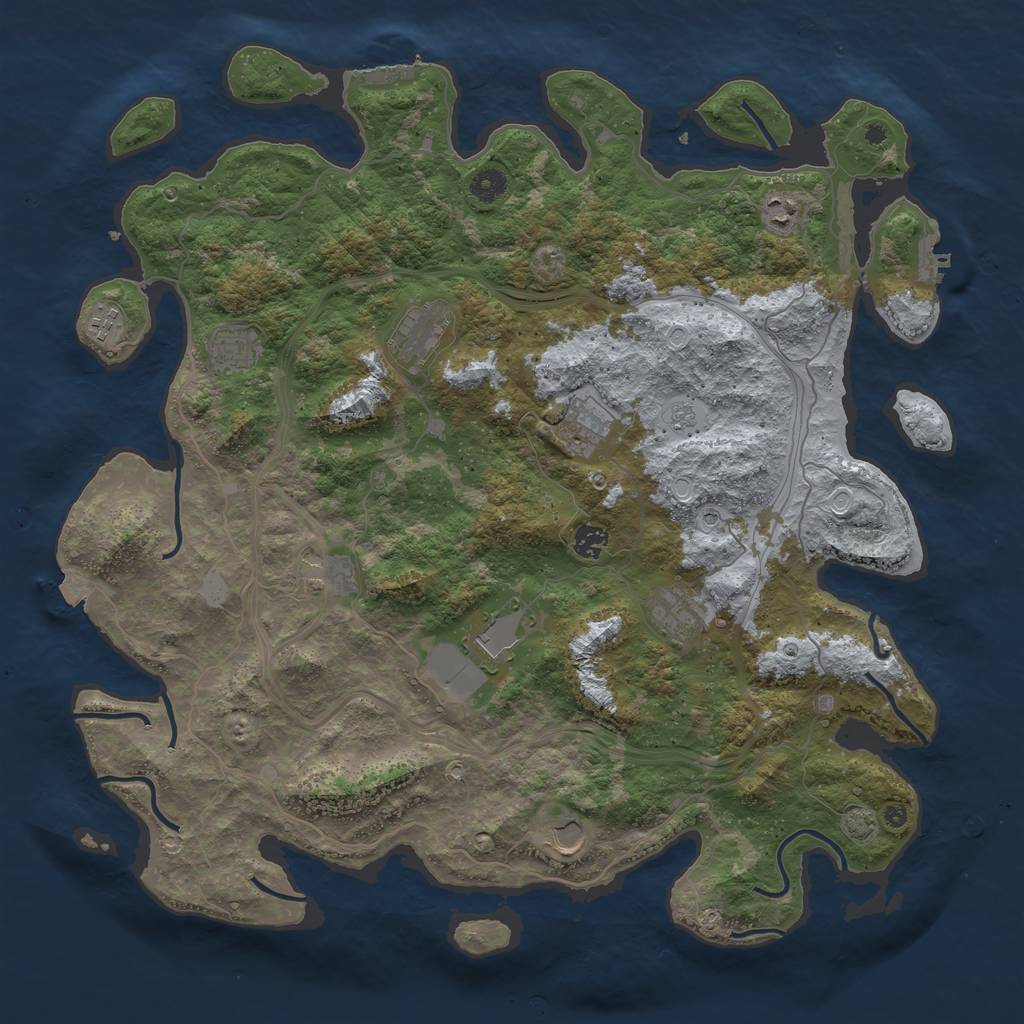 Rust Map: Procedural Map, Size: 4500, Seed: 7861246, 18 Monuments