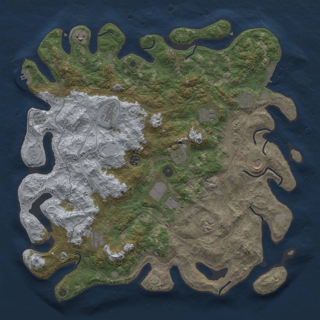 Rust Map: Procedural Map, Size: 4500, Seed: 1998455169, 19 Monuments